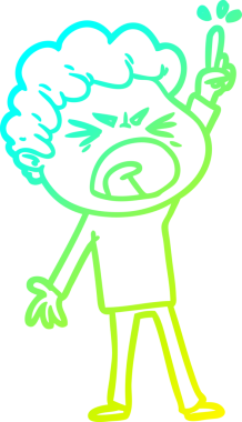 Bir insan tarafından çizilmiş öfkeli bir çizgi film karakteri.