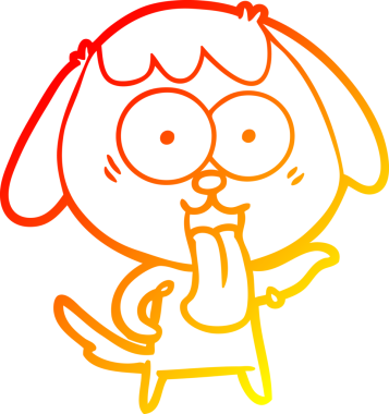 Bir insan tarafından çizilmiş sevimli bir köpeğin sıcak çizgi çizgisi.