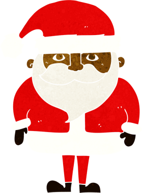 Bir insan tarafından çizilmiş Noel Baba çizgi filmi.