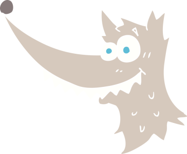 Bir insan tarafından çizilmiş kurt kafasının düz renk çizimi