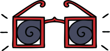 Bir insan tarafından çizilmiş hipnotik bir gözlüğün şirin bir karikatürü.