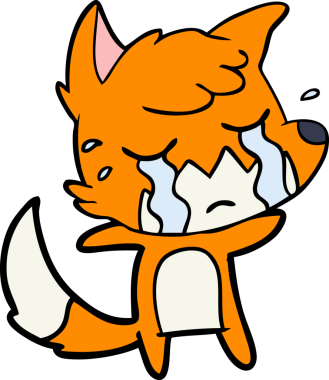 Bir insan tarafından çizilmiş ağlayan tilki çizgi filmi.