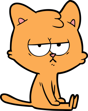 Bir insan tarafından çizilmiş sıkıcı çizgi film kedisi.