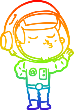 gökkuşağı gradyan çizimi bir çizgi insan tarafından çizilmiş kendinden emin astronot