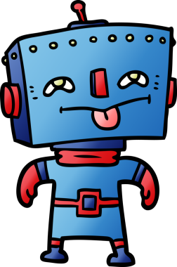 Bir insan tarafından çizilmiş çizgi film robotu