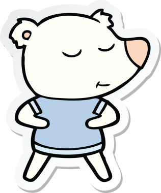 Bir insan tarafından çizilmiş mutlu bir kutup ayısının çıkartması.