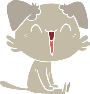 Mutlu küçük köpek düz renkli çizgi film bir insan tarafından çizildi.