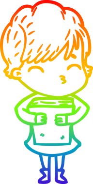 Gökkuşağı gradyan çizgi çizimi Bir insan tarafından çizilmiş bir çizgi kadın