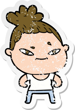 Bir insan tarafından çizilmiş karikatür bir kadının sıkıntılı çıkartması.