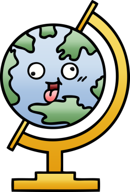 Bir insan tarafından çizilmiş dünyanın gölgeli bir karikatürü.