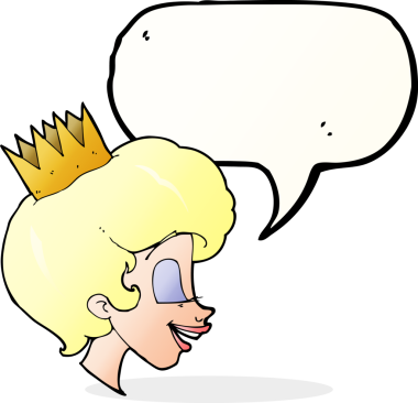 Bir insan tarafından çizilmiş konuşma balonu olan karikatür prensesi.