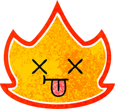 Bir insanın çizdiği ateşin retro illüstrasyon tarzı karikatürü