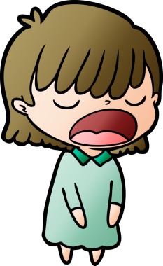 Çizgi filmdeki kadın bir insan tarafından yüksek sesle çizilmiş.