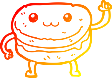 Bir insan tarafından çizilmiş bir çizgi film karakterinin sıcak gradyan çizimi