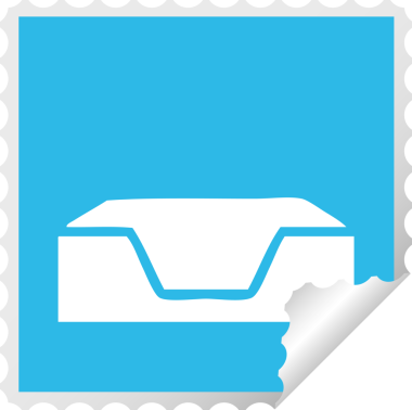 Bir insan tarafından çizilmiş boş bir tepsinin kare soyulmuş çıkartması.