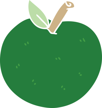 Bir insan tarafından çizilmiş tuhaf bir çizgi film elması.