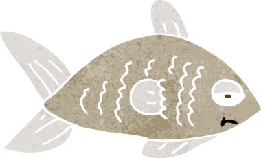 Bir insan tarafından çizilmiş komik bir balık.