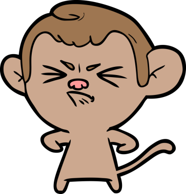 Bir insan tarafından çizilmiş kızgın maymun çizgi filmi.