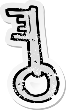 Bir insan tarafından çizilmiş eski bir çizgi filmin gerilimli çıkartması.