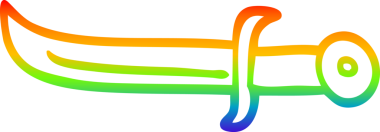 Gökkuşağı gradyan çizgi çizimi Bir insan tarafından çizilmiş altın hançer