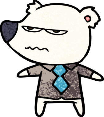 Kutup ayısı gömlekli ve kravatlı bir insan tarafından çizilmiş.