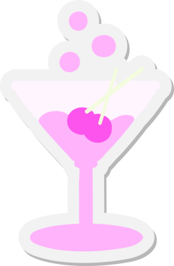 Bir insan tarafından çizilmiş cam etiketteki kokteyl.