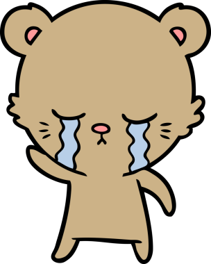 Bir insan tarafından çizilmiş ağlayan çizgi film ayısı.