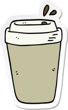 Bir insan tarafından çizilmiş bir kahve fincanının çıkartması.