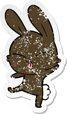 Bir insan tarafından çizilmiş şirin bir tavşanın sıkıntılı çıkartması.