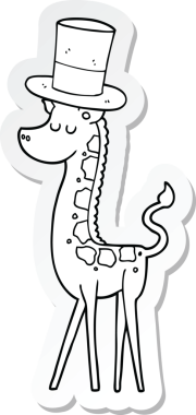 Bir insan tarafından çizilmiş silindir şapkalı zürafa çıkartması.