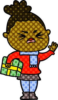 Bir insan tarafından çizilmiş kızgın bir kadın.