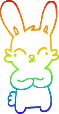 Gökkuşağı gradyan çizgisi. Bir insan tarafından çizilmiş şirin bir tavşan çizimi.