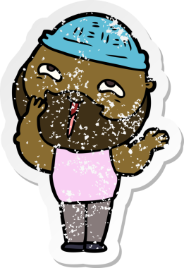 Bir insan tarafından çizilmiş mutlu sakallı bir adamın sıkıntılı çıkartması.