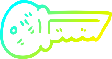 Bir insan tarafından çizilmiş bir karikatür metal anahtarının soğuk eğimli çizimi