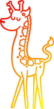 Bir insan tarafından çizilmiş bir zürafanın sıcak çizgi çizimi