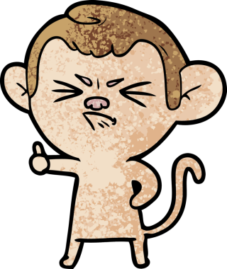 Bir insan tarafından çizilmiş kızgın maymun çizgi filmi.