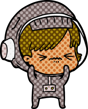 Bir insan tarafından çizilmiş astronot kadın.