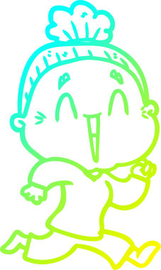 Bir insan tarafından çizilmiş, mutlu, yaşlı bir kadının çizdiği soğuk çizgi.