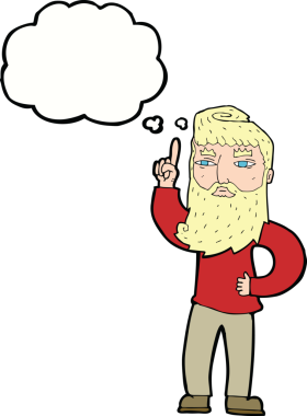 Bir insan tarafından çizilmiş düşünce baloncuğu fikri olan çizgi film adamı.