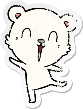 Bir insan tarafından çizilen mutlu kutup ayısı çizgi filminin hüzünlü çıkartması.