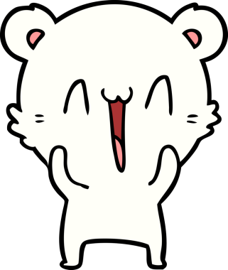 Bir insan tarafından çizilmiş mutlu kutup ayısı karikatürü