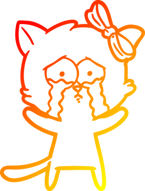 Bir insan tarafından çizilmiş çizgi film kedisinin sıcak çizgi çizimi