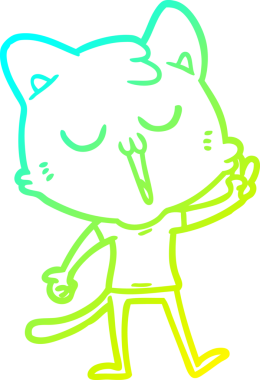 Bir insan tarafından çizilmiş çizgi film kedisinin soğuk çizgi çizimi.