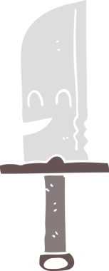 Bir insan tarafından çizilmiş düz renkli çizgi film bıçağı.