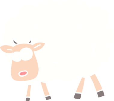 Bir insan tarafından çizilmiş düz renkli çizim koyunu