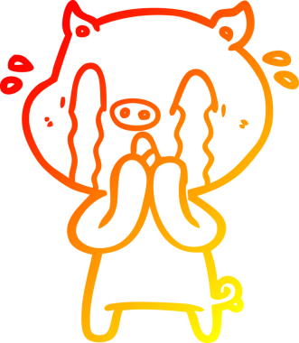 Bir insan tarafından çizilmiş, ağlayan bir domuz çizgi filmi.