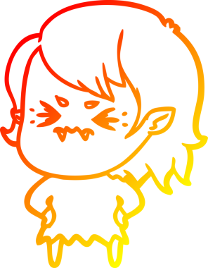 Bir insan tarafından çizilmiş kızgın bir vampir kız çizgi çizimi.