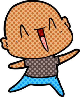 Bir insan tarafından çizilmiş mutlu, kel adam.