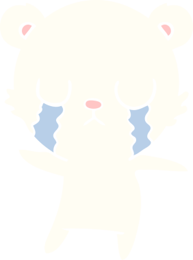 Ağlayan kutup ayısı bir insan tarafından çizilmiş düz renkli çizgi film.