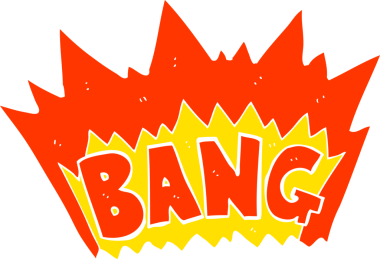 Bir insan tarafından çizilen patlamanın düz renk çizimi